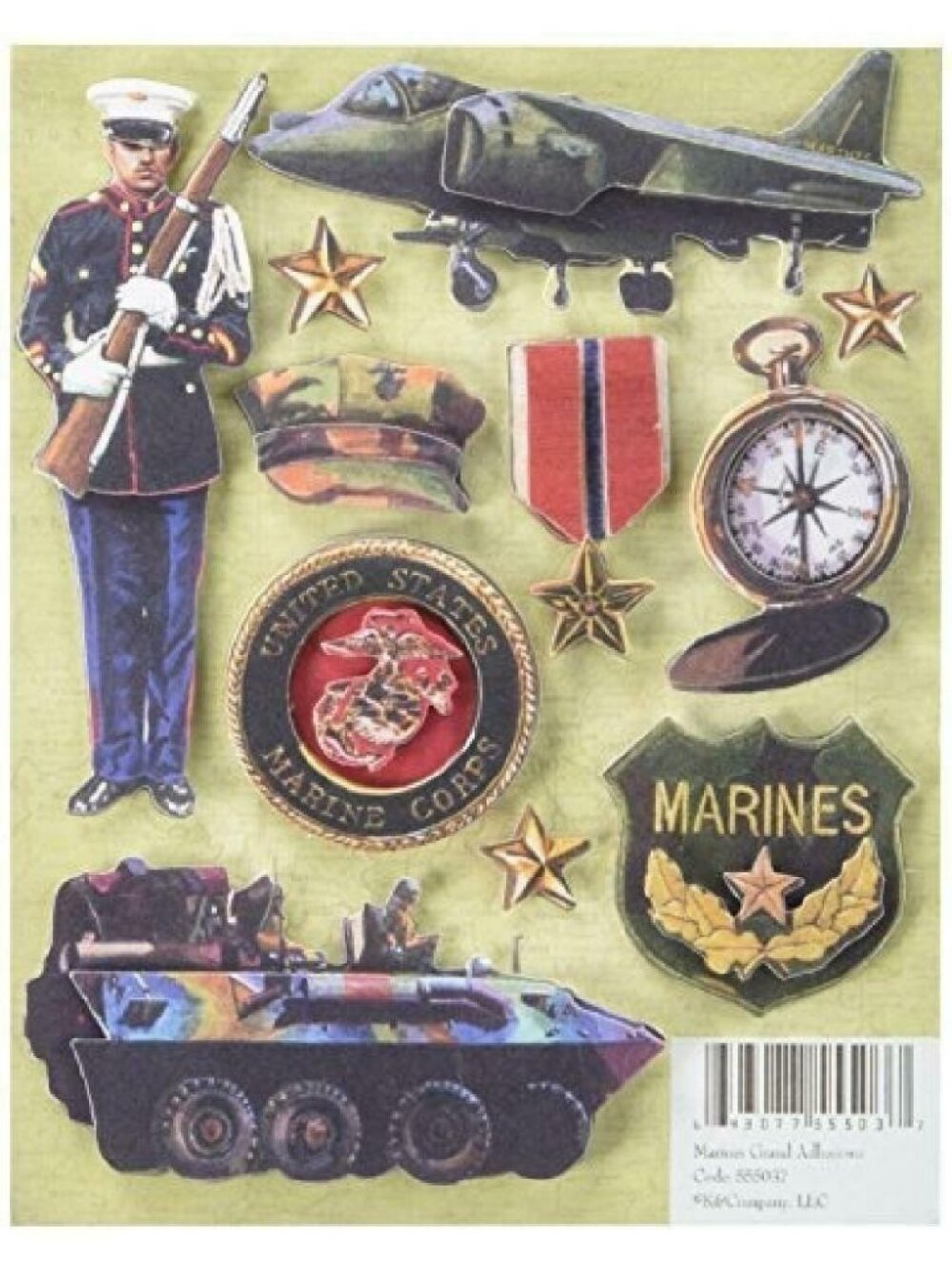 Military Stickers  K & COMPANY US Marines Marine Corps Scrapbook Memory 11 Pcs